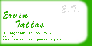 ervin tallos business card